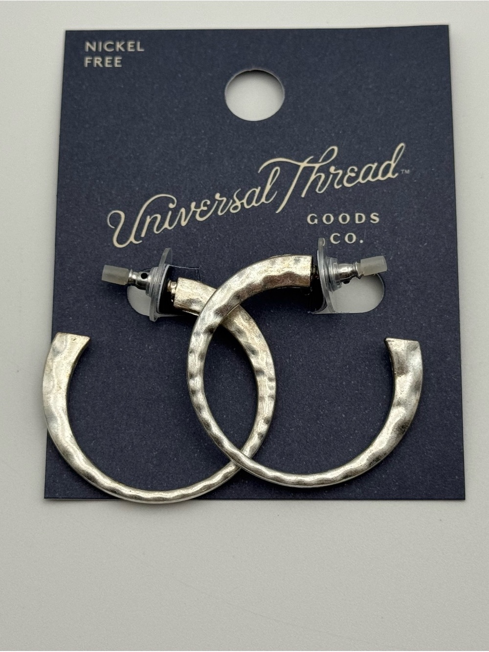Universal Thread Textured Silver-Tone Crescent Hoop Earrings
